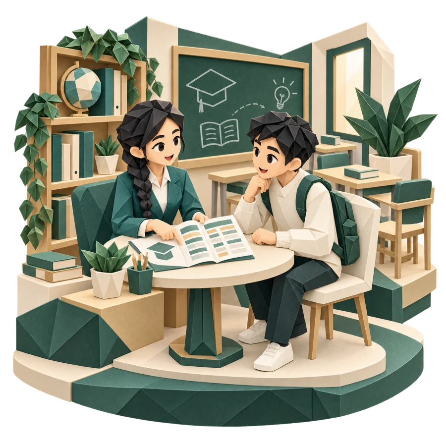 Tư vấn viên trung tâm hướng dẫn học viên chọn khóa học và lịch lớp phù hợp.