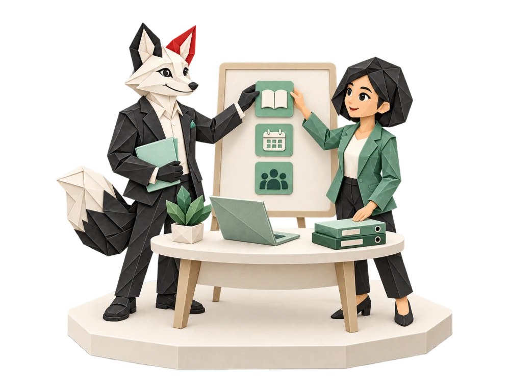 Foxy và quản lý nhà trường bổ sung chức năng vào hệ thống đang dùng.